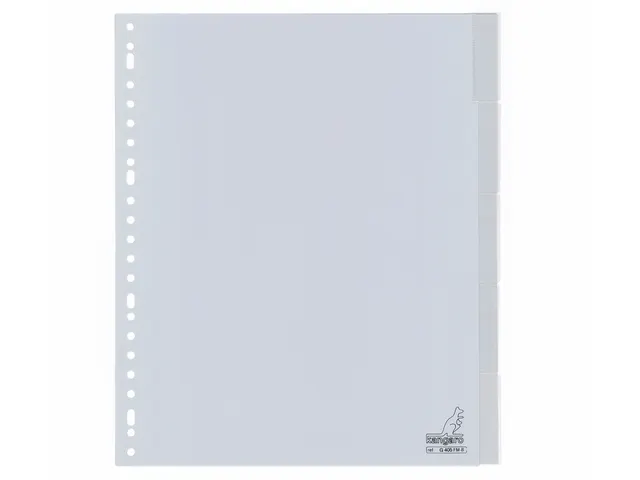 Tabblad Kangaro A4 venster PP 120 micron 23-gaats grijs 5-delig EB