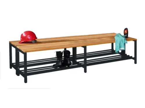 dubbele zitbank,LxD 2000x740mm,houten lijst beuken,onderstel RAL7016