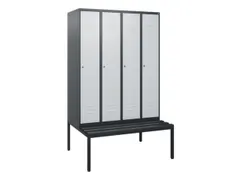 locker met bank,HxBxD 1950x1200x815mm,4vak,vak B 300mm,cil.-slot