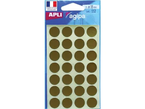 Ronde Etiketten in Etui Diameter Ø15mm, Goud, 112 Stuks, 28 per Blad