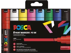 Posca PC-8K Paintmarker Brede Punt 8 stuks in basiskleuren assorti