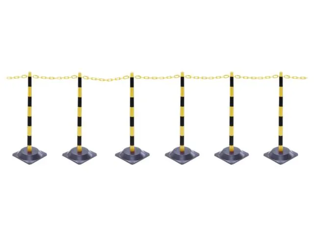 Kettingstaander-set 6 Kettingstaanders Vierkante Voet 10m Ketting