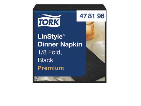 Serviette de table Tork 478196 Premium LinStyle pli 1/8 noir 700 pièc