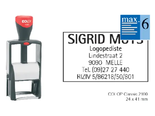 Tekststempel Colop 2100 +bon 6regels 41x24mm zwart