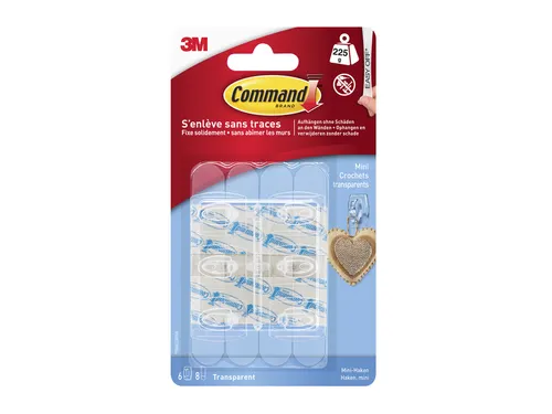 Haak Command mini inclusief bevestigingsstrip transparant 6 stuks