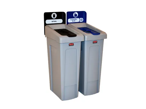 Slim Jim Recyclingstation 2-stroom NL deksel gesloten (zwart)/flessen