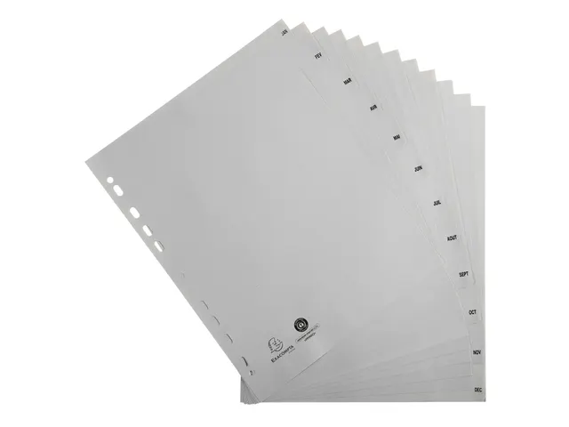 Bedrukte Tabbladen Grijs Polypropyleen jan-dec 12-Delig A4+ 23-Gaats