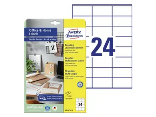 Etiket Avery Zweckform LR3475-10 70x36mm recycled wit 240 stuks - 1