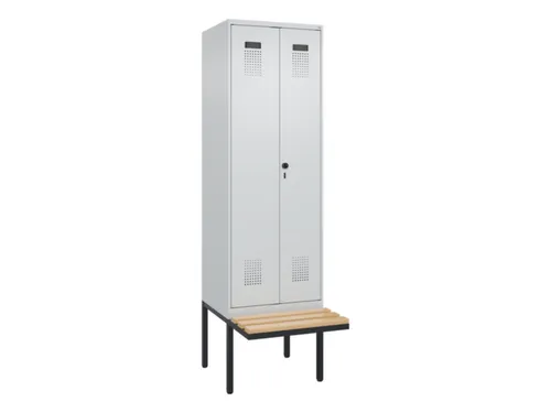 locker met bank,voor scheiding van kleding,HxBxD 2120x600x815mm,2vak