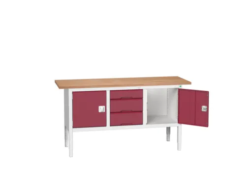 werkbank,HxBxD 830-930x1750x600mm,multiplexblad,uitrusting: 3laden
