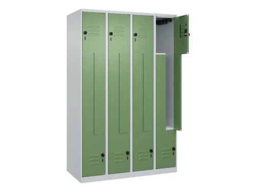 Z-garderobekast,HxBxD 1850x1200x500mm,vak B 150/300mm,draaigrendel