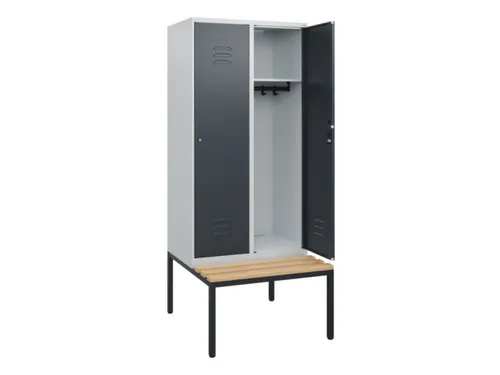 locker met bank,HxBxD 1950x800x815mm,2vak,vak B 400mm,cil.-slot