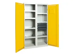 Milieukast Plaatstaal 10 Vakken Grijs Geel Ventilatie 1800x1000x500mm