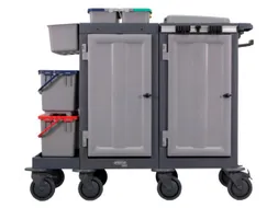 Reinigingswagen,2Kasten,2-4Zakhouders,2Mopemmers,4X6L Emmer