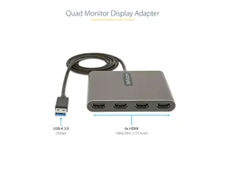 USB 3.0 naar 4x HDMI Adapter, Externe Video & Grafische Kaart, USB Typ - 4