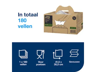 Reinigingsdoek Tork 530172 Heavy-Duty W7 Handybox 180 doeken wit 53017 - 4