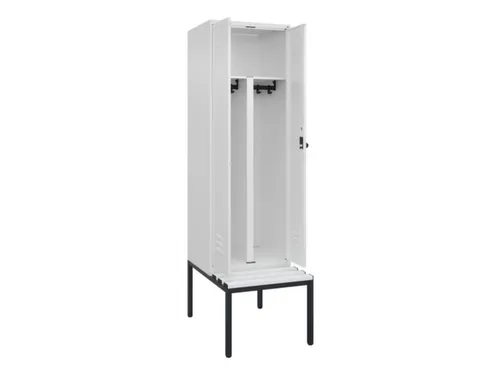 PBM-locker met bank,HxBxD 2120x600x815mm,2vak,vak B 300mm,draaigrendel