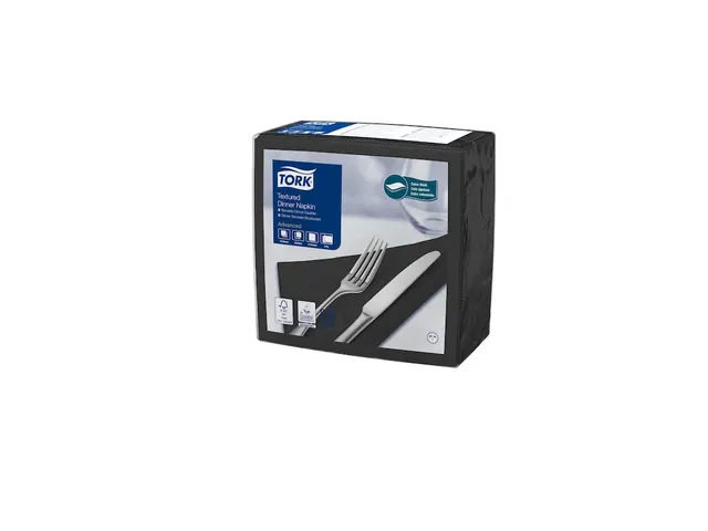 Serviette de table Tork 509419 Texturé Noir 39x39cm 1000 pièces