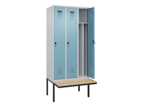 locker met bank,voor scheiding van kleding,HxBxD 2120x900x815mm,3vak