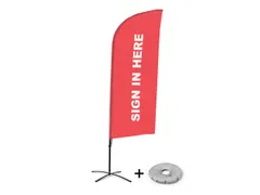 Promotievlag Alu Wind complete set SIGN IN HERE Rood kruisvoet Zwart