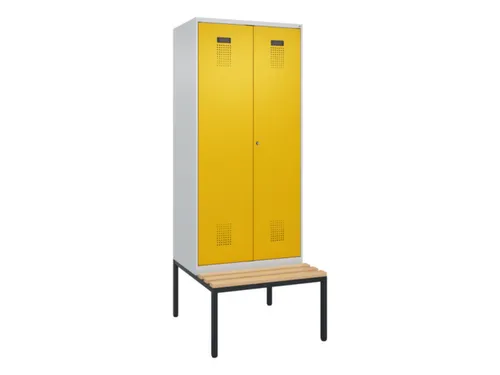 locker met bank,voor scheiding van kleding,HxBxD 2120x800x815mm,2vak