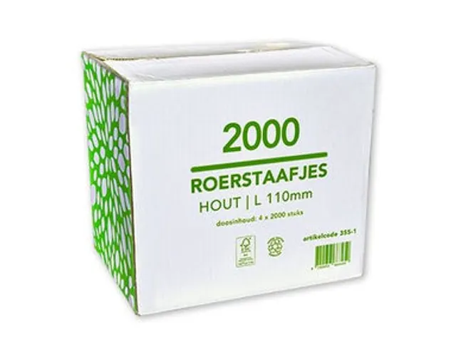 Roerstaafje FSC Hout 11 cm Pak 2000 stuks