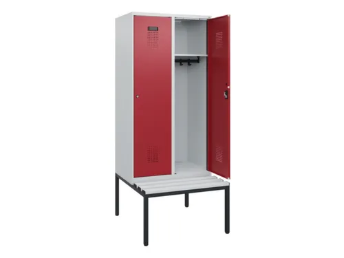 locker met bank,HxBxD 1950x800x815mm,2vak,vak B 400mm,cilinderslot
