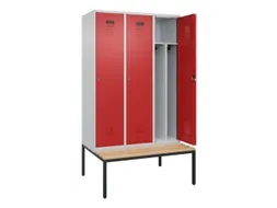 locker met bank,voor scheiding van kleding,HxBxD 2120x1200x815mm,3vak