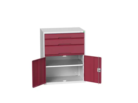 ladekast HxBxD 1000x800x550mm 3laden 2deuren RAL7035 front RAL3004