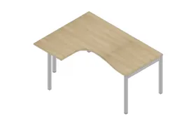 Hoekbureau 730X1600X1200Mm Eiken Verdieping Links 4-Voeten Aluminium