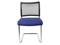 Bezoekersstoel Zitting Blauw Stof Rug Netbekleding Zwart Sledeframe