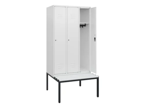 locker met bank,HxBxD 1950x900x815mm,3vak,vak B 300mm,cil.-slot