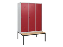 locker met bank,HxBxD 1950x1200x815mm,3vak,vak B 400mm,cil.-slot