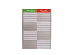 Menoor In-Uit bord 20 namen Aluminium Aanwezig/Afwezig Groen/rood