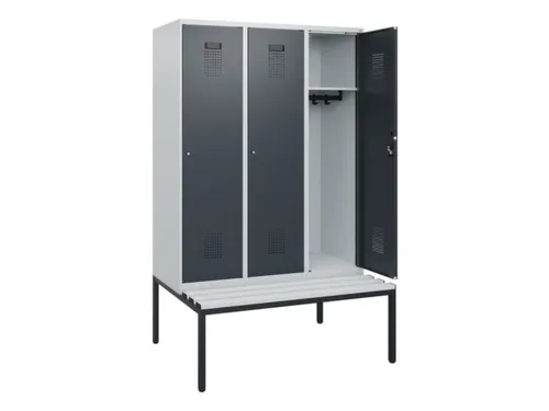 locker met bank,HxBxD 1950x1200x815mm,3vak,vak B 400mm,cilinderslot