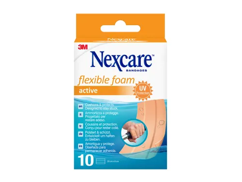 Wondpleister Nexcare active flexible foam waterbestendig 6x10cm 10 stu