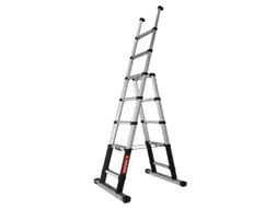 telescopische aanlegladder,9,brede treden,balk L 0,79-3m,geëloxeerd