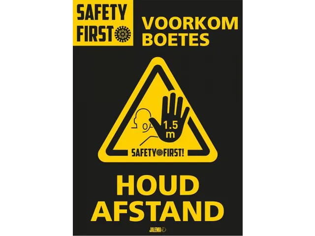 Deursticker A4 Djois "Houd afstand" 200 x 300 mm geel 2 stuks