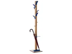 Staande kapstok 6jas-/2tashaken met parapluhouder naturel/blauw