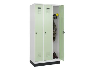 locker,HxBxD 1950x900x500mm,3vak,vak B 300mm,draaigrendel,sokkel - 1