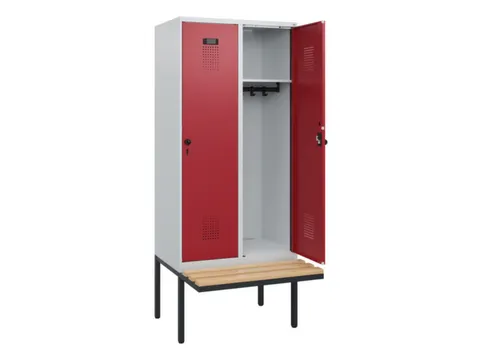 locker met bank,HxBxD 1950x800x815mm,2vak,vak B 400mm,draaigrendel