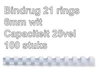 Bindrug Fellowes 6mm 21-rings A4 wit 100stuks