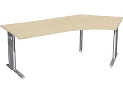 In hoogte verstelbaar hoekbureau 680-820x2166x1130mm esdoorn zilver