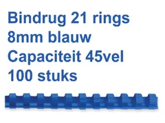 Bindrug Fellowes 8mm 21-rings A4 blauw 100stuks