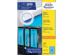 ordnerrugetiket Avery 192x61mm blauw 100 vel 4 etiketten per vel