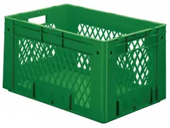 Euronorm Stapelkrat 320x600x400mm 60l Opengewerkt/Bodem Gesl. Groen