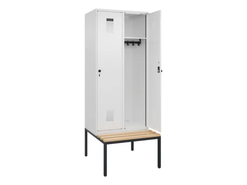 locker met bank,HxBxD 2120x800x815mm,2vak,vak B 400mm,draaigrendel