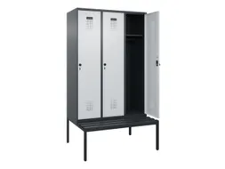 locker met bank,HxBxD 2120x1200x815mm,3vak,vak B 400mm,draaigrendel