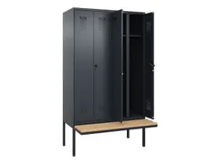 locker met bank,voor scheiding van kleding,HxBxD 2120x1200x815mm,4vak