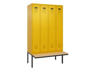 locker met bank,voor scheiding van kleding,HxBxD 2120x1200x815mm,4vak - 2